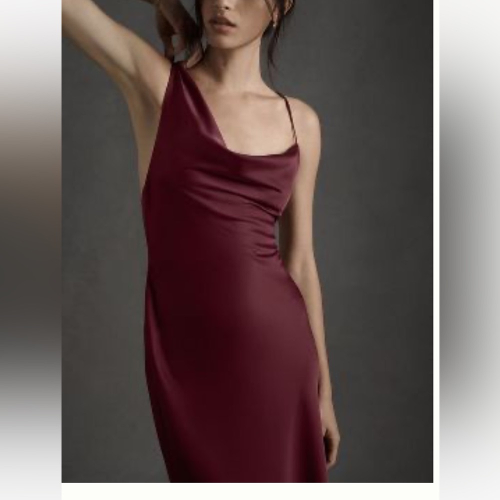 BHLDN AUGUST SATIN CHARMEUSE MIDI DRESS - size 10